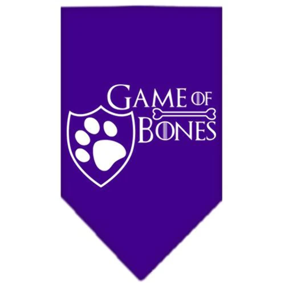 Pet and Dog Bandana Screen Printed, &quot;Game of Bones&quot; Purple Large