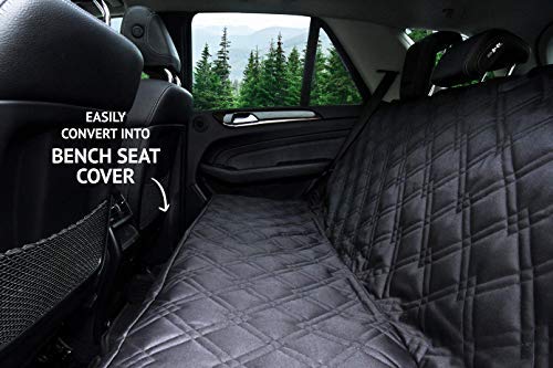 Bulldogology Dog Car Seat Cover Waterproof Heavy Duty Bench Dog Hammock Backseat Protector from Dog Hair, Muddy Paws, Scratches