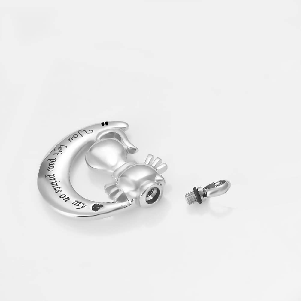 Mzc Jewelry Pet Cat Cremation Urn Necklace For Ashes You Left Paw Prints On My Heart Keepsake Pendant Ashes Holder For Women Men