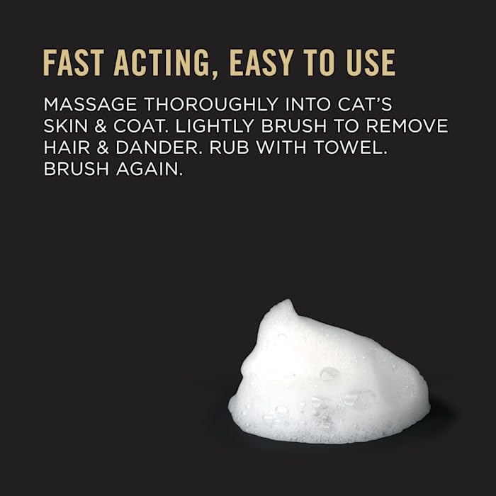 Purina Pro Plan Rinse Free, Allergen Reducing Dry Shampoo for Cats, LIVECLEAR Cleansing Foam - 8.5 oz