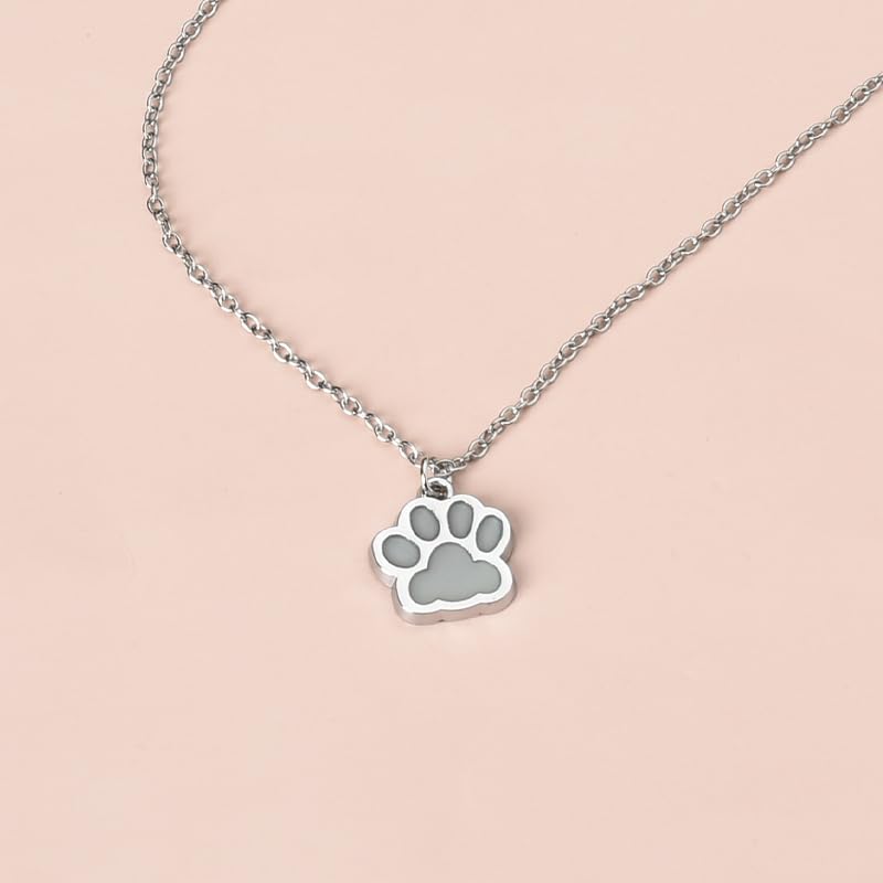 Siopue Dog Paw Print Necklace for Women Dogs Lover Christmas Birthday Gifts for Women Dog Owner Pet Memorial Gifts Dogs Print Gl