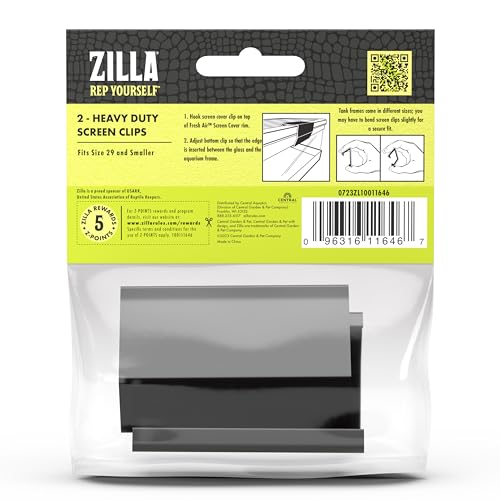 Zilla Reptile Terrarium Heavy Duty Fresh Air Screen Clips, 2 Pack, Small