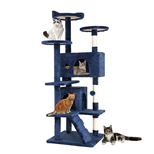 Bestpet 54In Cat Tree Tower For Indoor Cats,Multi-Level, Furniture Activity Center With Scratching Posts Stand House Cat Condo W