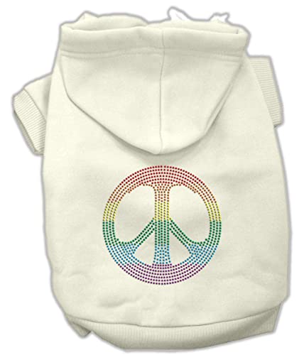 Mirage Pet Products Rhinestone Rainbow Peace Sign Hoodies, Size 14, Pink