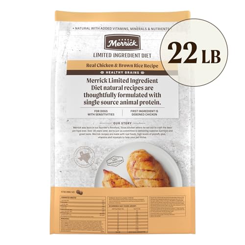 Merrick Limited Ingredient Diet Premium and Natural Kibble with Healthy Grains Chicken and Brown Rice Dog Food - 22.0 lb. Bag