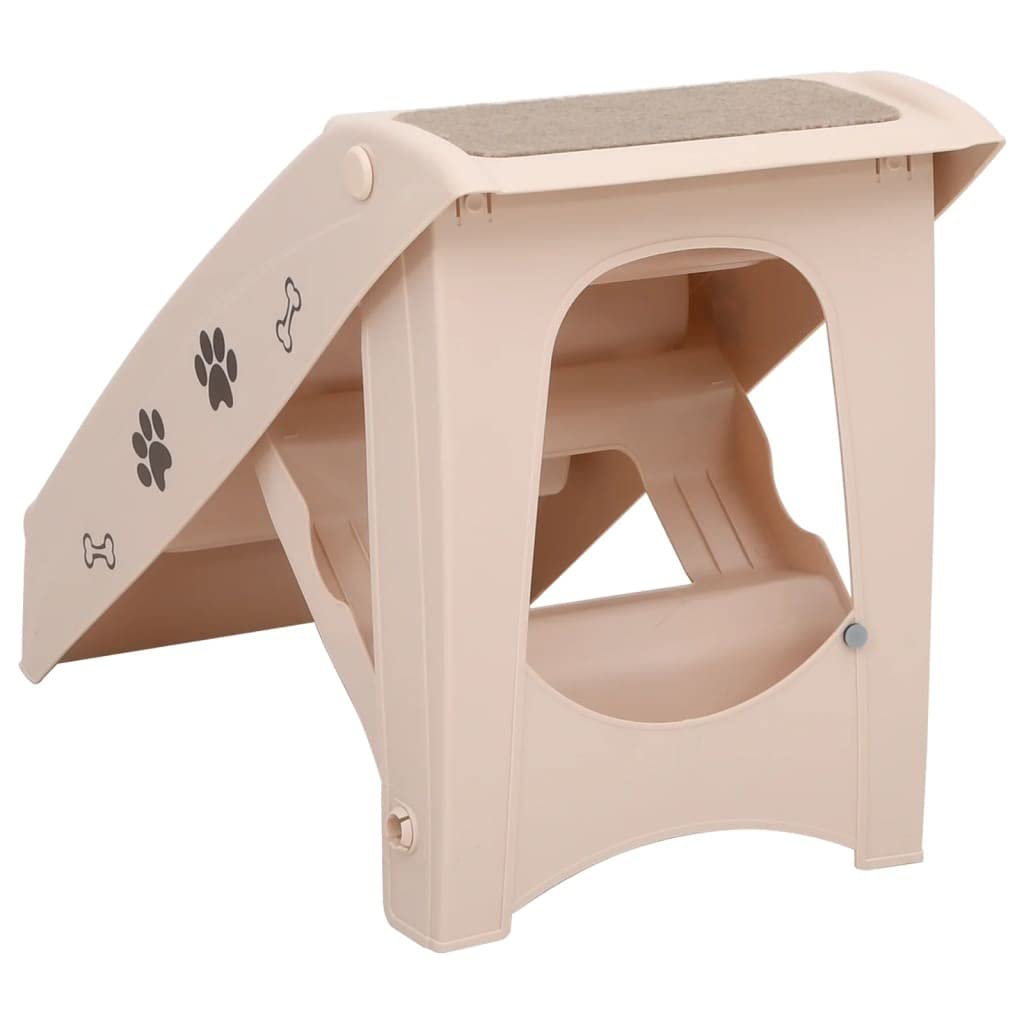 vidaXL Foldable Dog Stairs Cream 62x40x49.5cm
