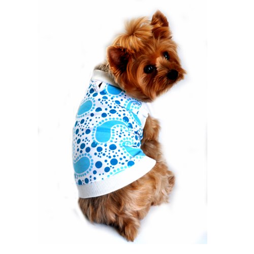 DOGGIE DESIGN Paisley Tank Top (Medium, Blue)