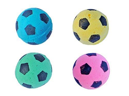 Petfavorites Cat Toy, Foam Sponge Soccer Ball (12 Pack), Interactive Pet Kitten Cat Exercise Toy Balls, Soft, Bouncy, Noise Free, Indoor, Pink, Yellow, Blue, Green