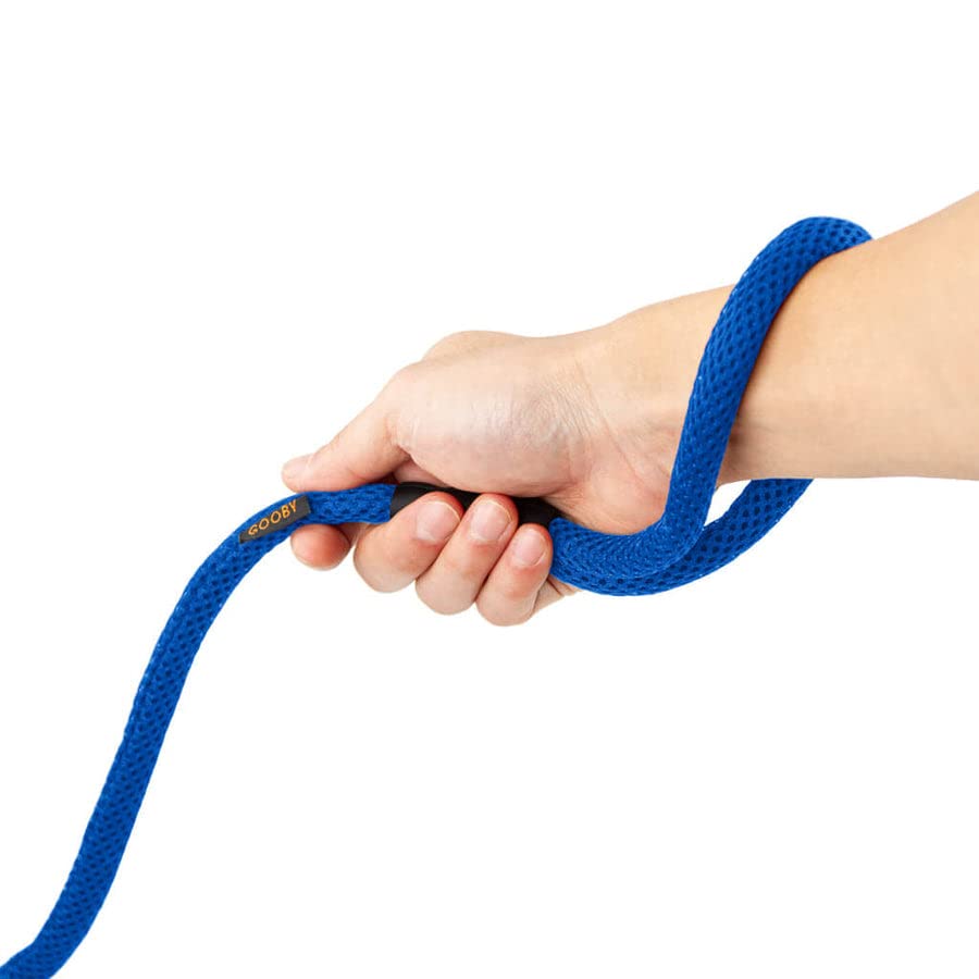 Gooby Mesh Leash - Blue, 4 Ft - Breathable Mesh 4 Foot Leash For Small Dogs With Bolt Snap Clasp - On The Go Dog Leashes For Small, Medium, And Large Dogs