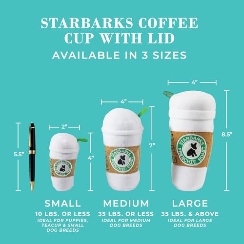 Haute Diggity Dog Starbarks Coffee Cup, Plush Designer Dog Toys With Interactive Squeaker, Stimulating Pet Enrichment, Machine-W
