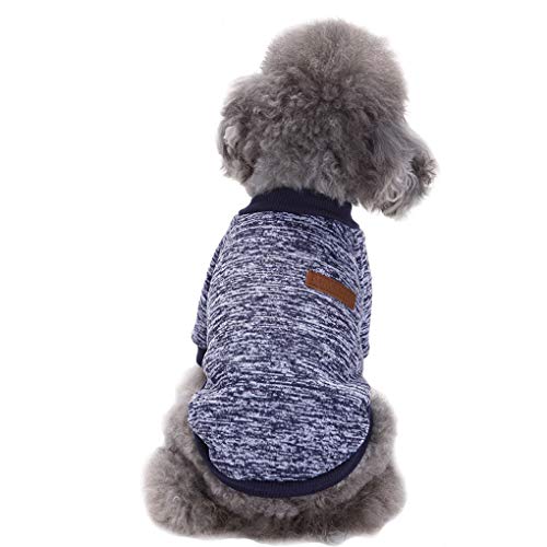 Jecikelon Pet Dog Clothes Dog Sweater Soft Thickening Warm Pup Dogs Shirt Winter Puppy Sweater For Dogs (Navy Blue, S)