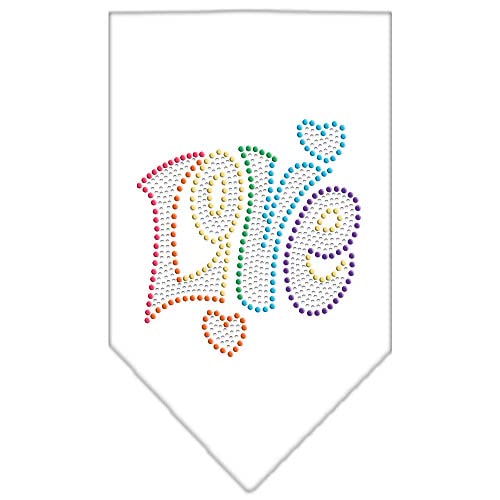 Pet and Dog Bandana Rhinestone, &quot;Technicolor Love&quot; White Large