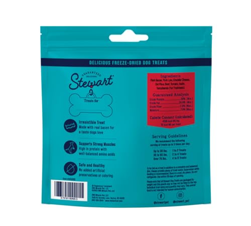 Stewart Freeze Dried Dog Treats, PuffPops Bacon and Cheeseburger Recipe, Gluten Free, 2.8 Ounce Resealable Pouch, Made in USA, D