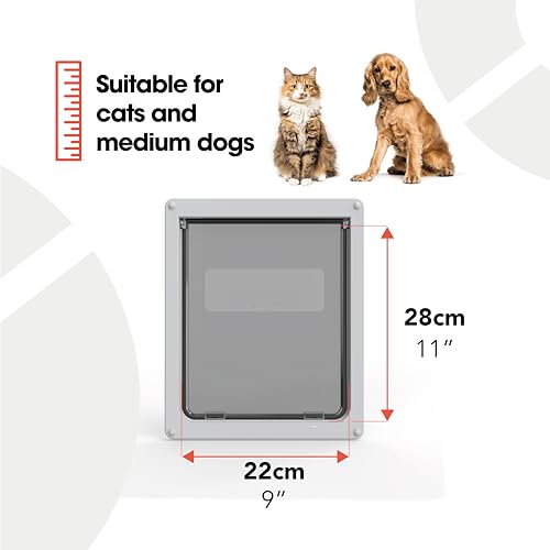 Dog Mate Medium Dog Door, Easy Fitting, Fast Installation, Convenient, Tamper Proof, Weatherproof, Draught Excluder, Silent, Extremely Durable - White