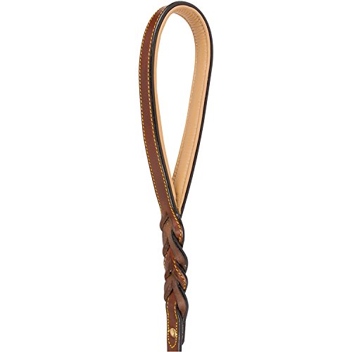 Soft Touch Collars Leather Braided Dog Leash, Brown With Padded Handle For Comfort, 6 Foot