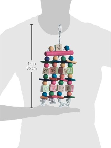 Super Bird Creations Sb319 Katy'S Abc Interactive Bird Toy - Durable Chew Toy, Textured Abc Blocks, Safe 'Polly' Rope, Ideal For