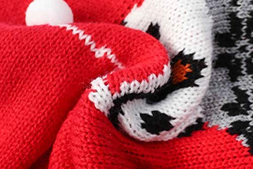Penguin Red Holiday Festive Christmas Dog Sweater For Dogs, Medium M Back Length 13'