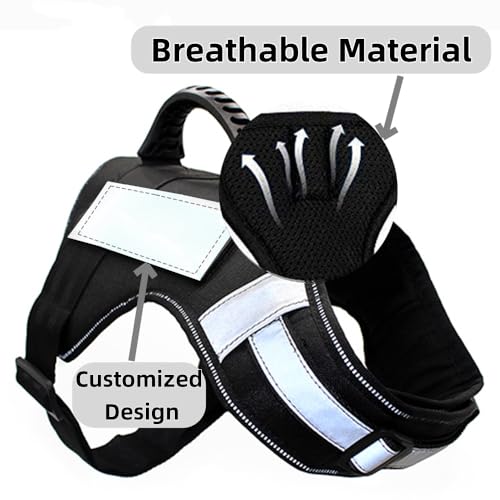 Misthis No Pull Service Dog Vest Harness (L) With Soft Handle And Reflective Stripe For Service Dogs Adjustable Padded Vest With Removable Reflective Patches For Small Medium Large Dogs