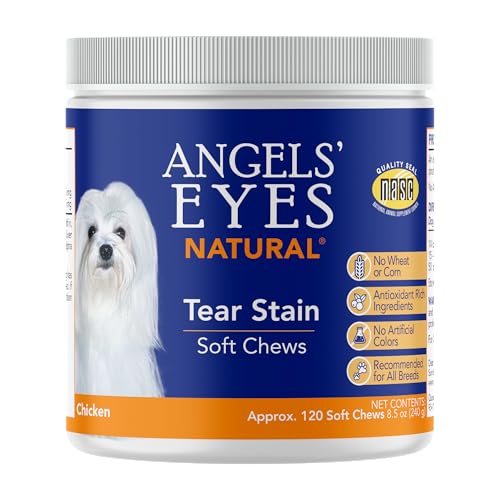 ANGELS' EYES Natural Tear Stain Prevention Soft Chews for Dogs, Chicken Flavor, 120 Count, Limited Edition, No Wheat No Corn