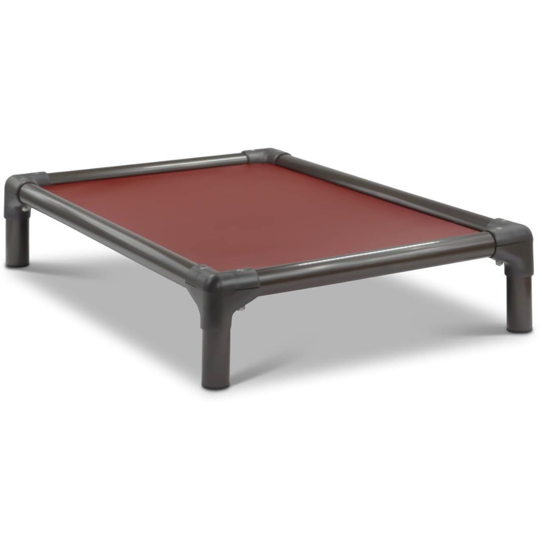 Kuranda Chewproof Elevated Dog Bed - Walnut PVC - 25 x 18 - Heavy Duty Vinyl - Burgundy