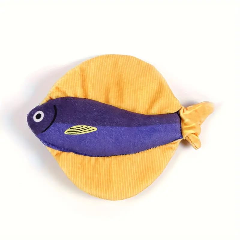 Psk Pet Mart 1Pcs Interactive Cat Toy, Simulation Fish Shaped Cat Chew Toy, Bite Resistant Plush Cat Kicker Toy With Bell For Se