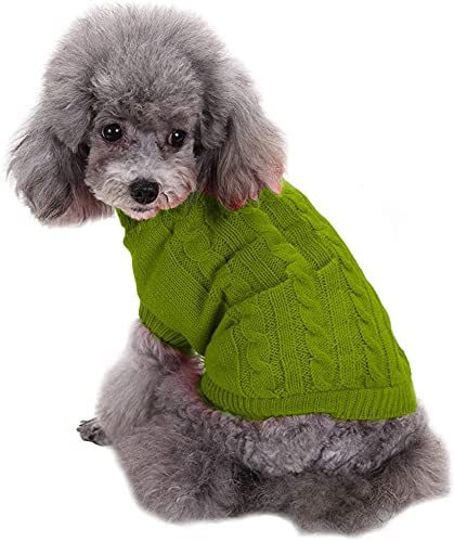 Chborchicen Small Dog Sweaters Knitted Pet Cat Warm Dog Sweatshirt Winter Clothes Kitten Puppy Sweater (Xx-Small, Light Green)