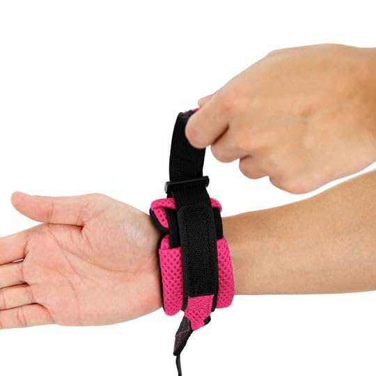 Gooby Soft Mesh Wrist Band Surfer Leash - Flamingo Pink, 6 Ft - Comfortable Hands Free Leash With Elastic Band For Small, Medium And Large Dogs