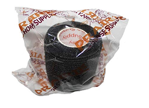 Vet Wrap Tape (Black) (2 Pack) (2 Inch x 15 feet) Self Adhesive Adherent Adhering Cohesive Flex Self Stick Bandage Grip Roll Dog