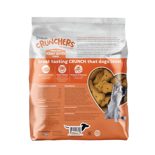 Blue Seal Kent Entrust Crunchers - Medium Dog Treats, Peanut Butter Flavor - Crunchy Oven Baked Biscuits with Premium Ingredient