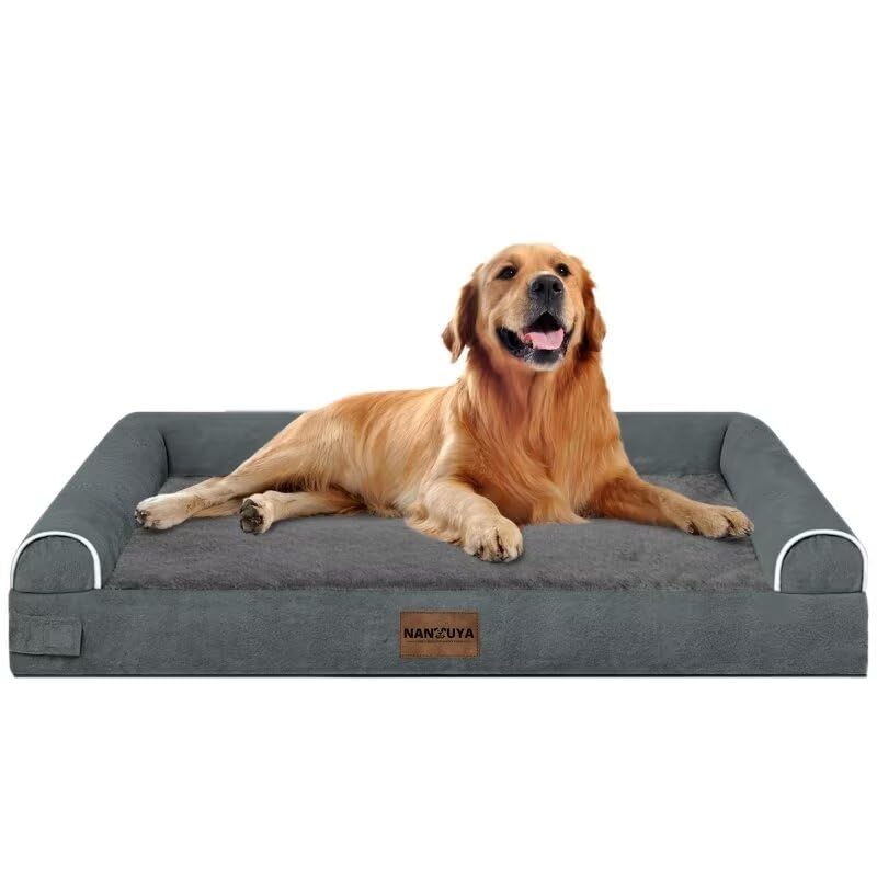 Large Dog Bed Orthopedic Washable: Beds Bolster Xl Bed Big Xlarge Dogs Memory Foam Couch Sofa Waterproof With Removable Cover - Dark Grey