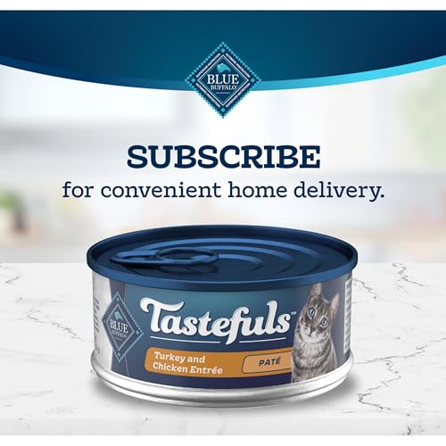 Blue Buffalo Tastefuls Wet Cat Food Pat  , Made with Natural Ingredients, Turkey and Chicken Entr  e, 5.5-oz Cans (24 Count)