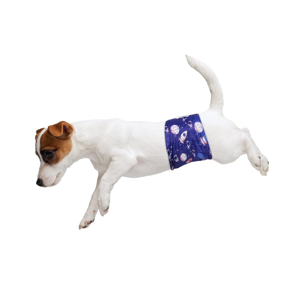 Micooyo Belly Bands For Male Dogs, 3 Pack Reusable Dog Diapers Male For Puppy Doggie, Washable Male Dog Wraps Xsmall (L, Space)