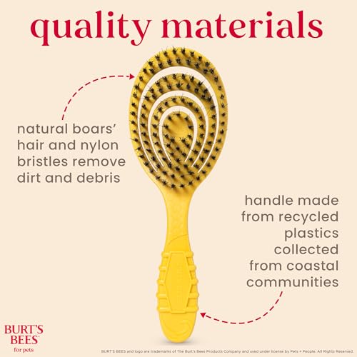 Burt'S Bees For Pets Bristle Brush With Natural Boars Hair & Nylon With Handle Made From Recycled Plastics Collected From Coastal Communities | De-Shedding Dog Brush | Eco Friendly Dog Grooming Brush