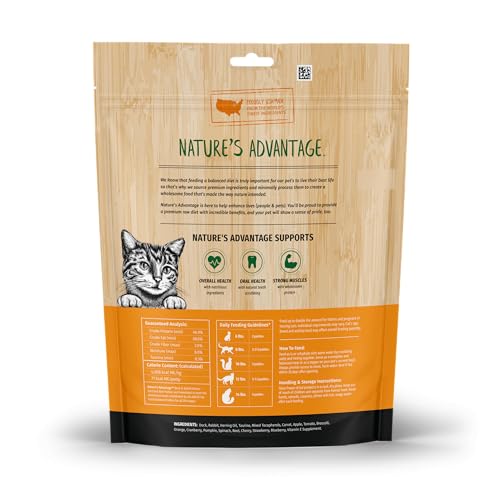 Natures Advantage Freeze-Dried Raw Duck & Rabbit Dinner Cat Food Mini Patties, 12 oz | Grain Free, High Protein Nutrition