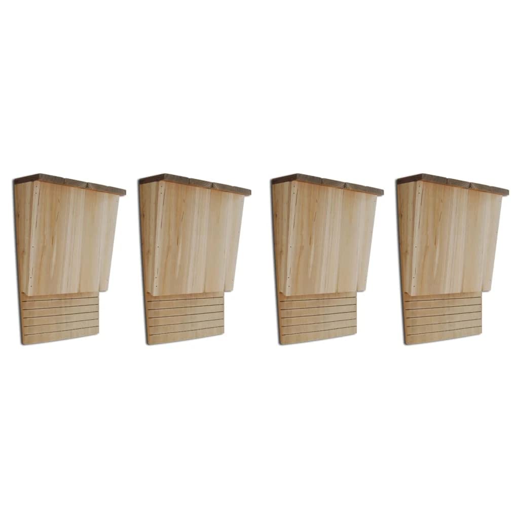vidaXL Bat Houses  Set of 4 Wooden Nest Boxes, Home for Winged Friends, 8.7inchx4.7inchx13.4inch, Easy to Mount, Garden Decor, Animal H