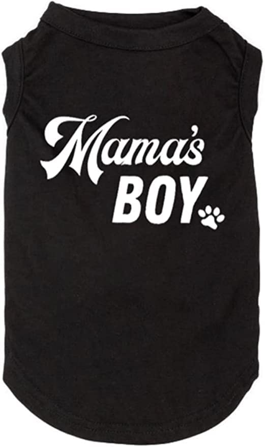 Dog Shirts Letter Printed Vest For Small Large Dogs Slogan Costume Dog Pajamas Puppy Gift Pet Clothes Mama'S Boy (Medium, M-Black)
