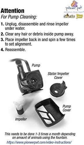 Pioneer Pet Raindrop Fountain, Pet Drinking Fountains (60 Oz., Plastic -Black & White)