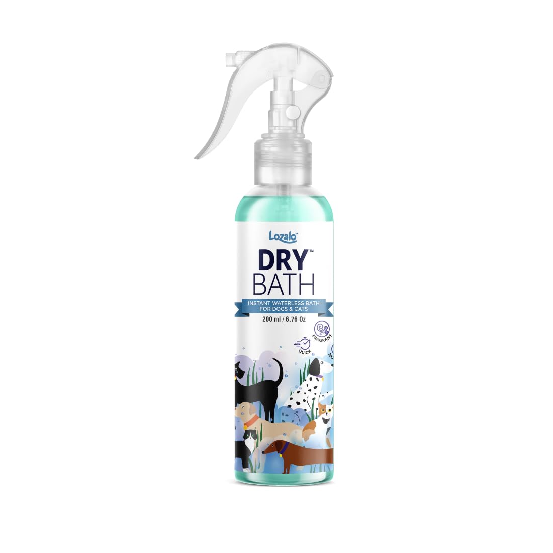 Lozalo Dry Pet Shampoo - 200 Ml | Instant Waterless Shampoo For Dogs, Cats & Puppies, Dry Pet Shampoo Spray | Paraben Free, Ph B