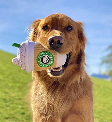 Parody Star Pups Coffee Dog Toy Pup'Kin Spice Latte - Fall Funny Parody Plush Squeaky Holiday Toys For Medium, Small And Large -