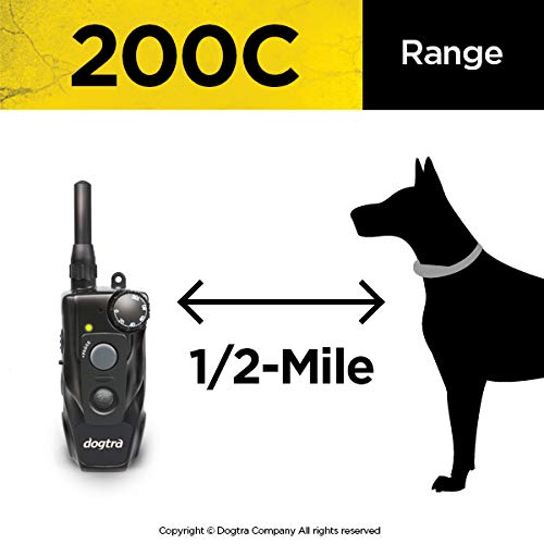 Dogtra 200C Remote Training E-Collar - 1/2 Mile Range - Static, Vibration, Low-Medium Output, Adjustable Levels, Waterproof, Ele