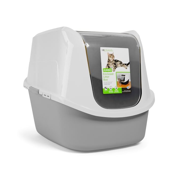So Phresh Grey Jumbo Enclosed Cat Litter Box 23' L X 19' W X 19' H