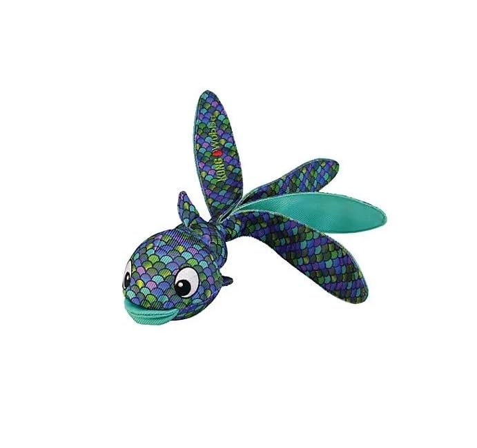 Kong Wubba Finz - Dog Toy For Tug Of War & Fetch - Dog Supplies For Puppy & Dog Playtime - Outdoor & Indoor Dog Toy (Blue, Small)