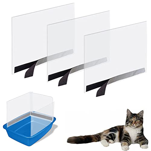 3 Pack Cat Litter Box Pee Shields, High Side Open Top Kitty Litter Pan Shield - Keep Litter In The Pan, (Litter Box Not Included