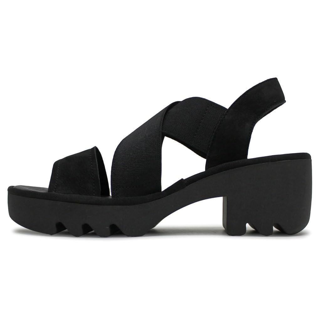 Fly London Womens Wedges Sandal, Black, 9.5