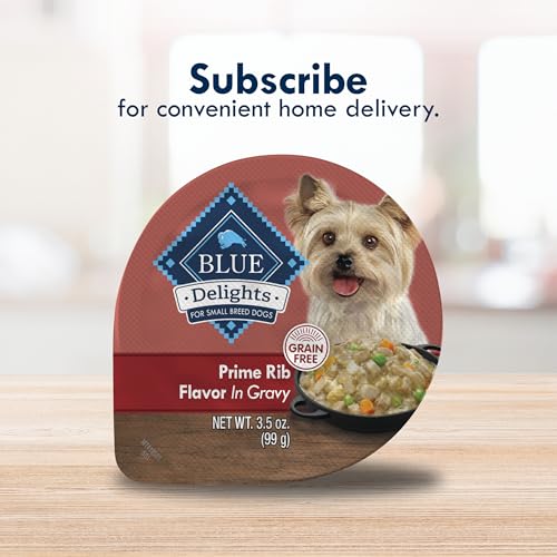 Blue Buffalo Delights Small Breed Natural Wet Dog Food, Prime Rib Flavor in Gravy, 3.5-oz Cups, 12 Count