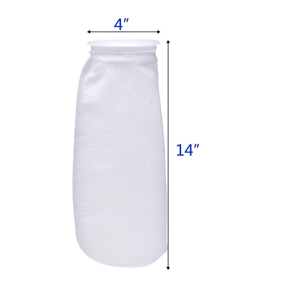 Alegi Aquarium Filter Socks 4 Inch By 14 Inch Long, 200 Micron - 4 Inch Ring Aquarium Felt Filter Bags 6Pack