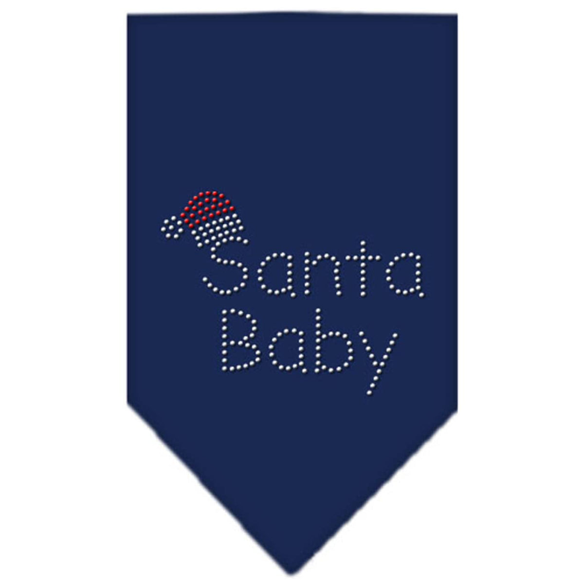 Christmas Pet and Dog Bandana Rhinestone, Santa Baby Navy Blue Large