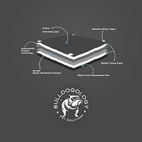 Bulldoglogy Carbon Black Puppy Pee Pads With Adhesive Sticky Tape - Extra Large Charcoal Housebreaking Dog Training Wee Pads (24X35) (60-Count, Black)