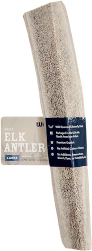 Amazon Brand - Wag Split Elk Antler, Naturally Shed, Large (Best For Dogs 30-45 Lbs)