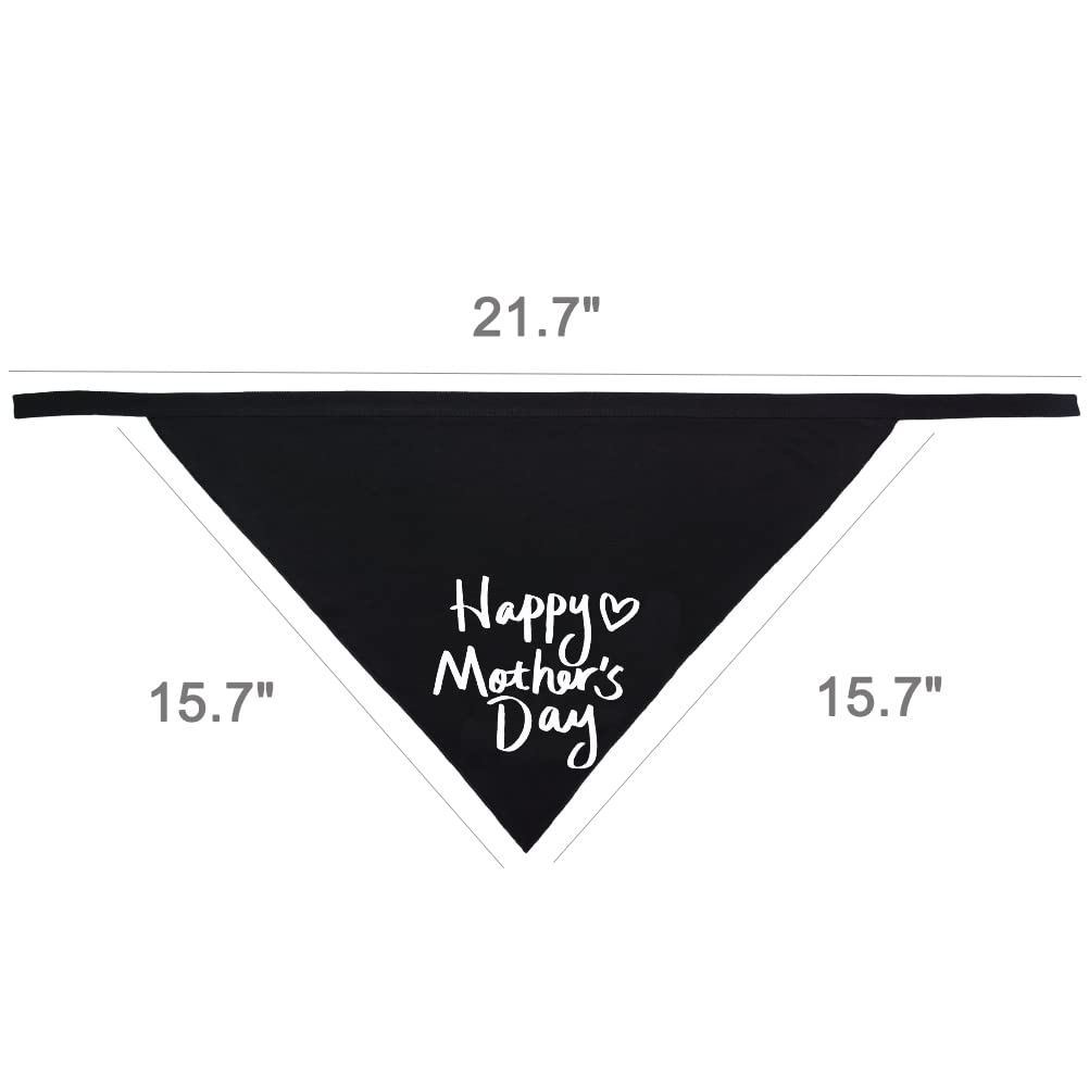 2 Pack Mother? Day Dog Bandana I Love Mom Dog Triangle Bibs Happy Mothers Day Pet Scarf Accessories Black